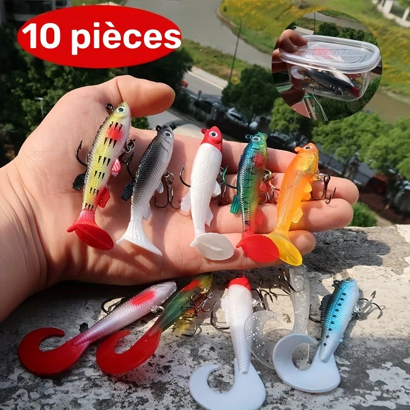 10 Leurres De Pêche En PVC Avec Hameçon — photo 4