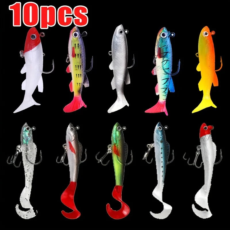 10 Leurres De Pêche En PVC Avec Hameçon — photo 11