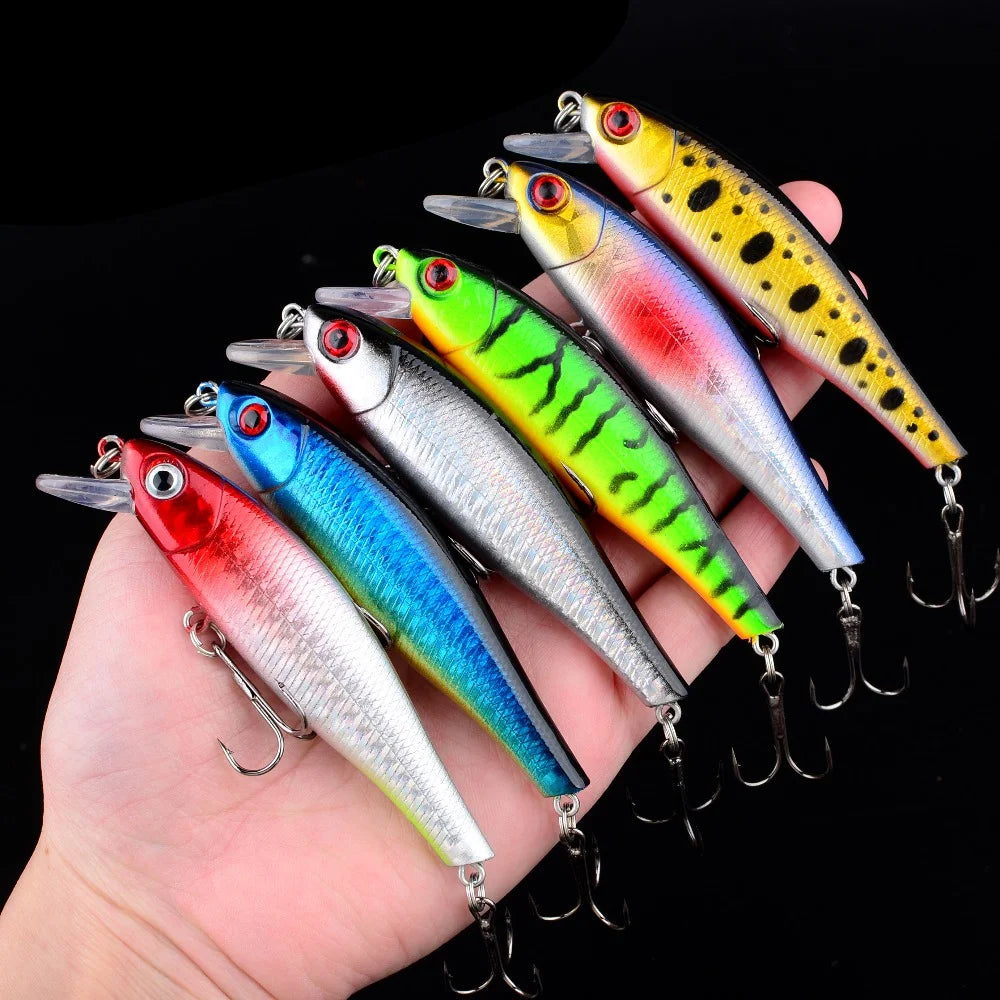 15 Leurres Minnow Synthétiques à Yeux 3D