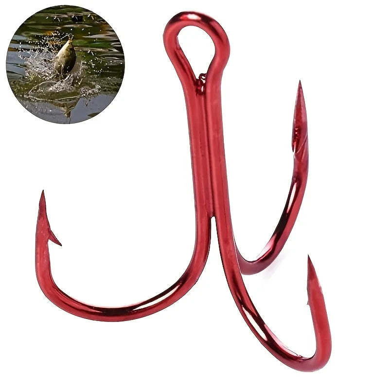 24 Hameçons Triples Rouge en Acier Carbone — photo 2