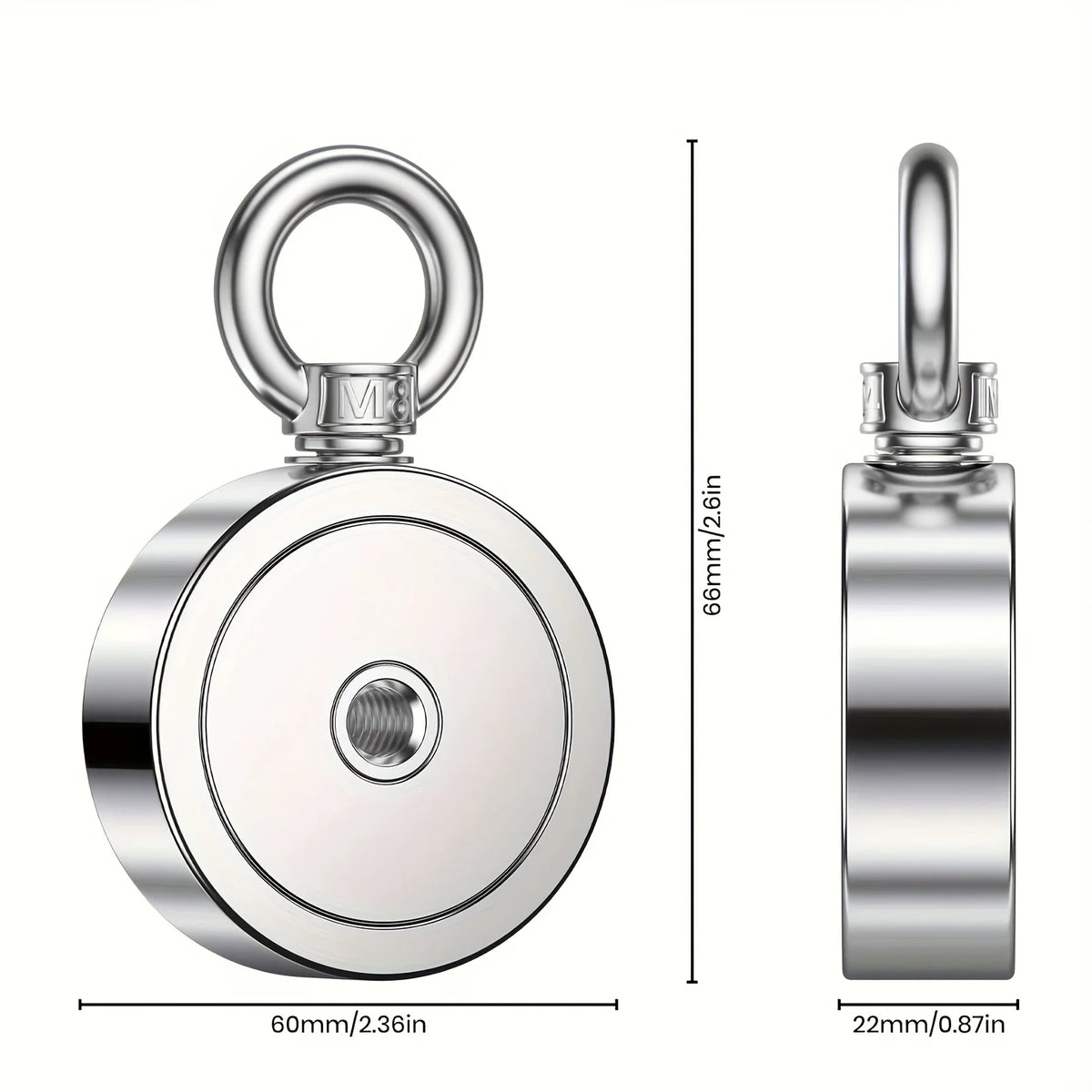 Aimant De Pêche Néodyme 226,8 Kg Avec Boulon À Œil — illustration 3 Image