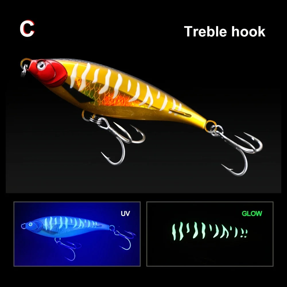 Appât De Pêche Coulissant En Plastique Dur — Jaune Rayé 13 cm 45 g, photo 9