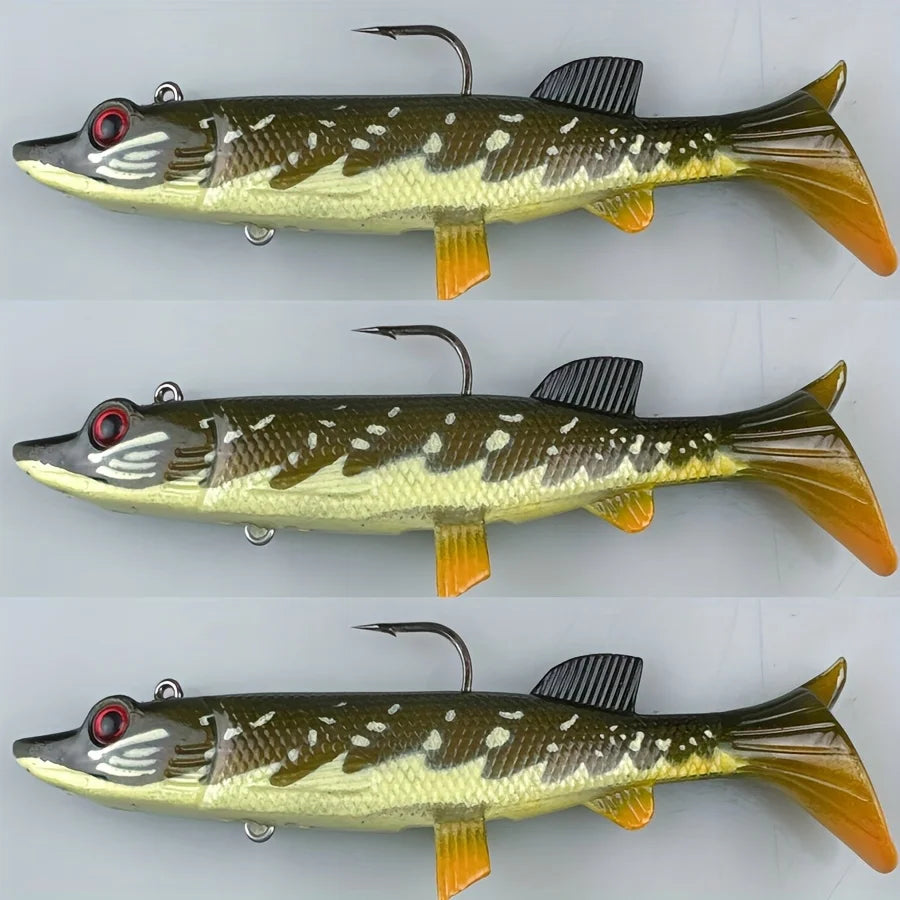 Appâts Souples Bioniques Avec Plomb Pour Pêche — Jaune Brunâtre