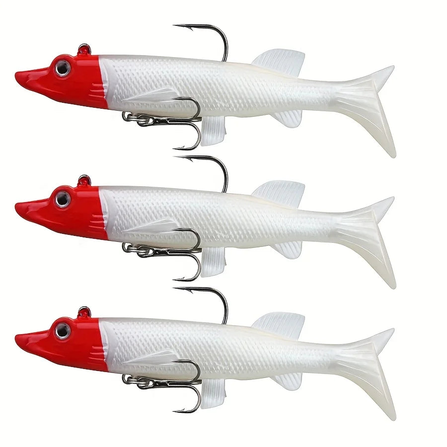 Appâts Souples Bioniques Avec Plomb Pour Pêche — Blanc Rouge, photo 6