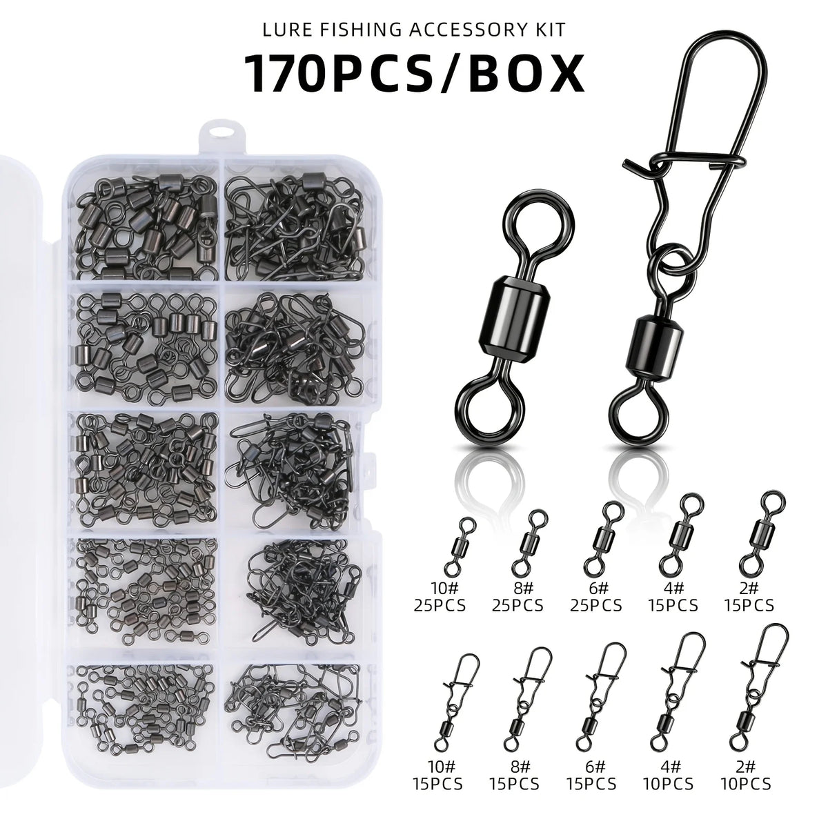 Attaches pour Leurres en Acier Inoxydable 170 Pièces