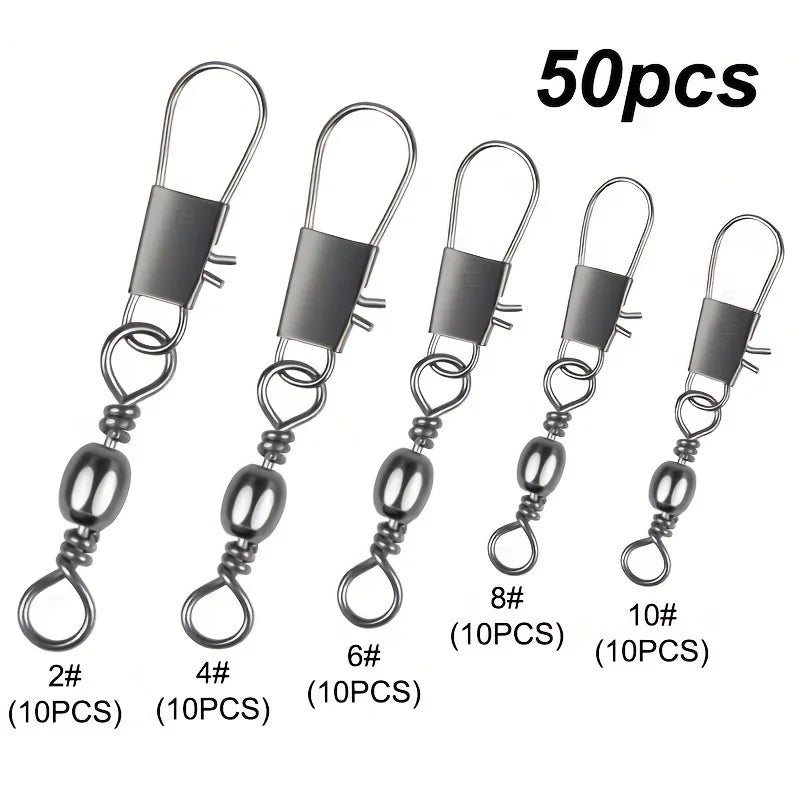 Boîte de 50 Connecteurs Rotatifs de Pêche