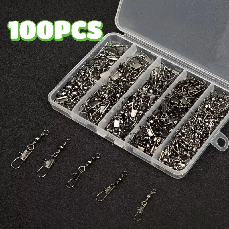Boîte de Connecteurs Rotatifs de Pêche 100 Pièces