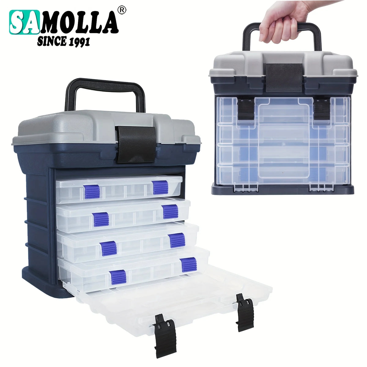 Boîte De Rangement Portable À 4 Tiroirs Pour Pêche