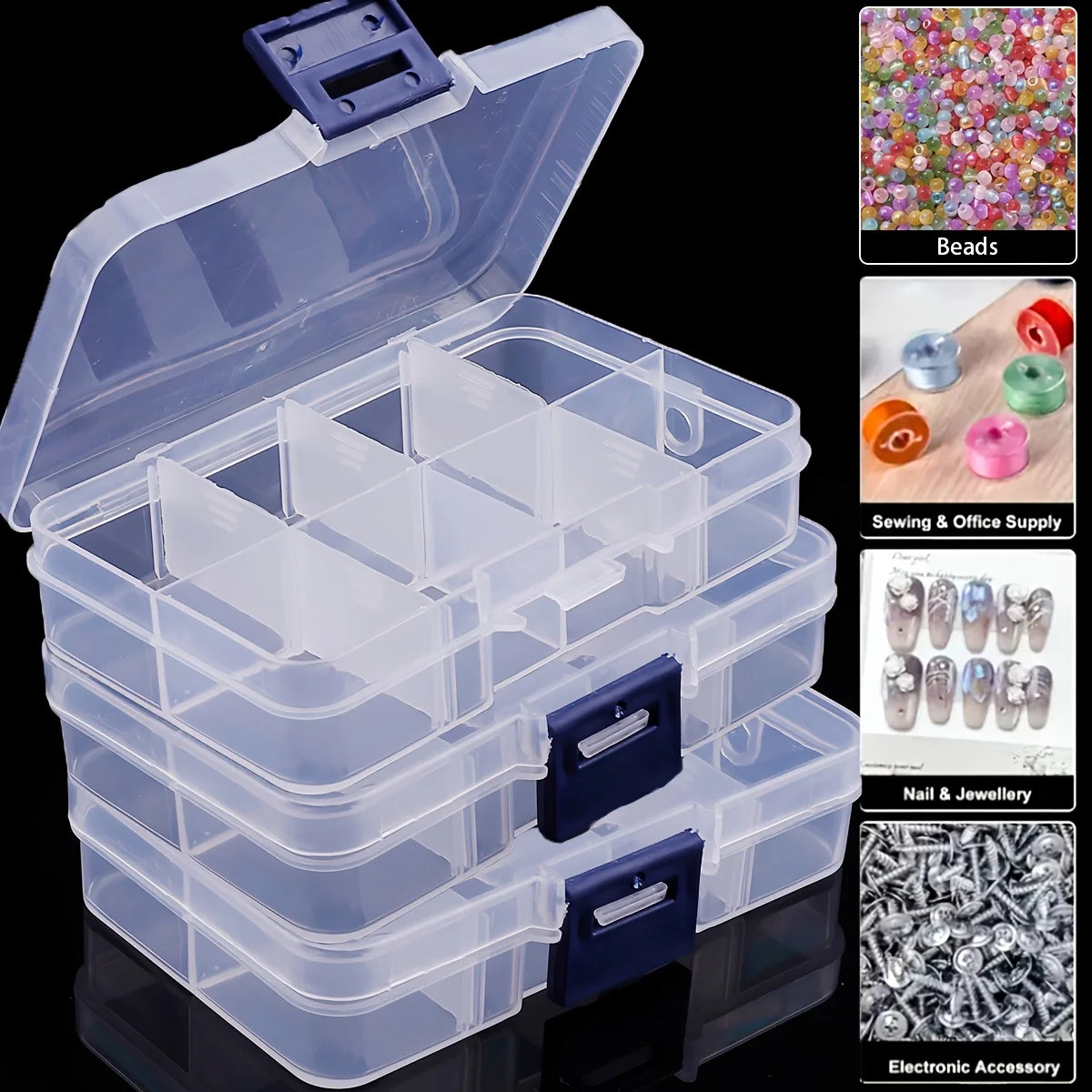 Boîtes de Rangement Transparentes avec Séparateurs Réglables — photo 3