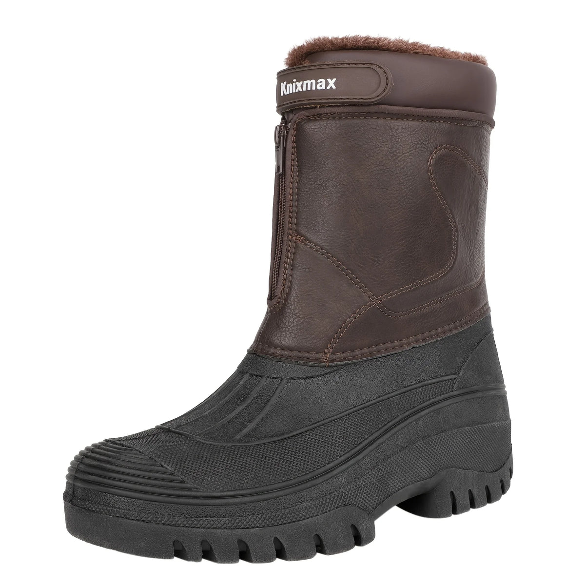 Bottes De Neige Doublées En PU Pour Homme — Marron Clair