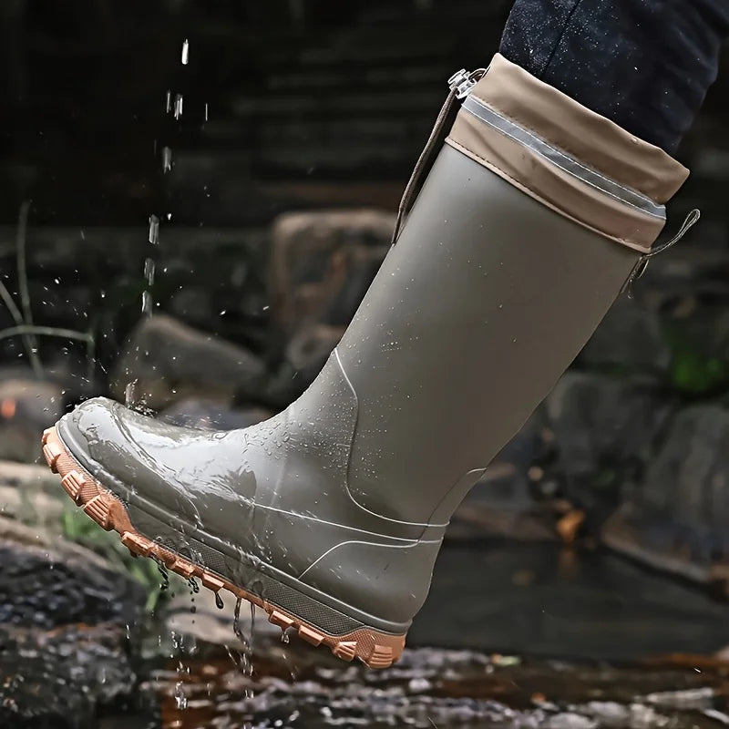 Bottes De Pluie Montantes Antidérapantes Pour Homme — Brun