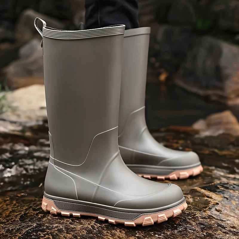 Bottes de Pluie Montantes Antidérapantes pour Homme — Brun Semelle Marron, photo 13
