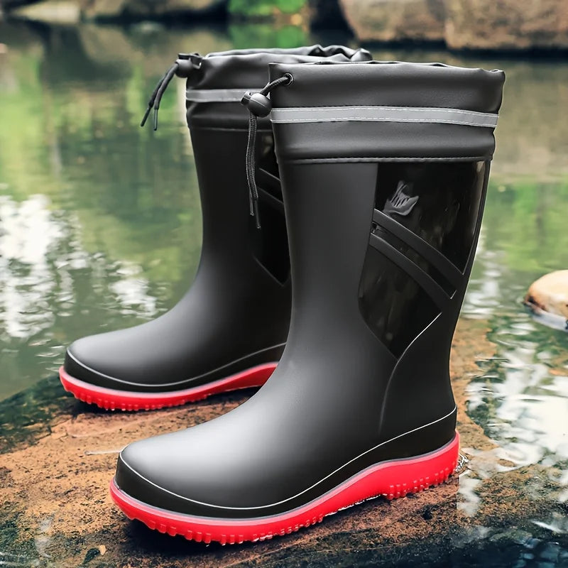 Bottes Imperméables à Lacets Pour Homme — Noir Semelle Rouge, photo 13