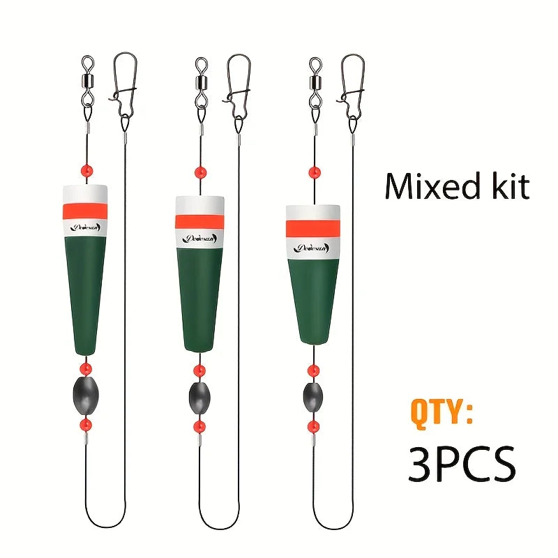 Bouées À Cosses Popping Pour Pêche En Mer — Kit 3 Tailles Mixées Vert et Blanc 3 Pièces, photo 7