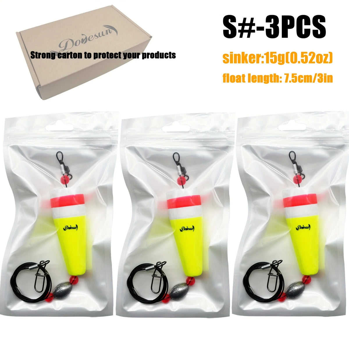 Bouées À Cosses Popping Pour Pêche En Mer — Petit Jaune et Rouge Fluo 3 Pièces, photo 11