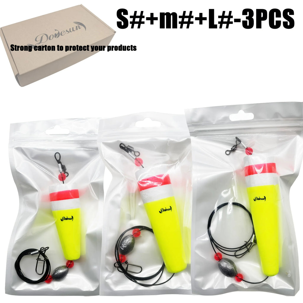 Bouées À Cosses Popping Pour Pêche En Mer — Kit 3 Tailles Mixées Jaune et Rouge Fluo 3 Pièces, photo 14