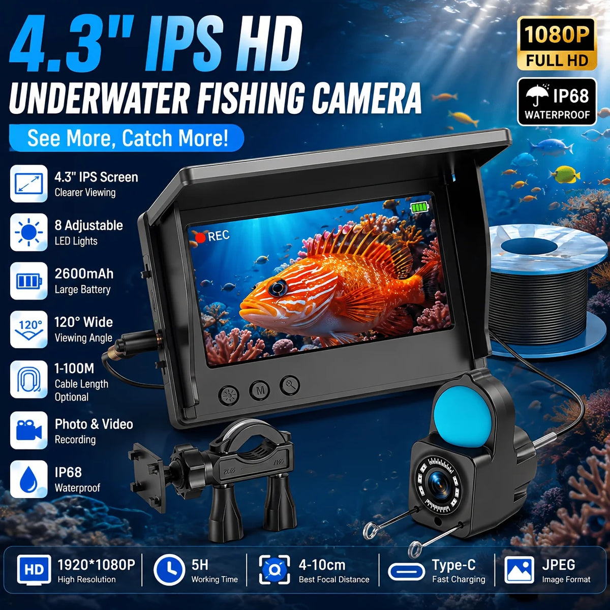 Caméra De Pêche Sous-Marine HD Vision Nocturne