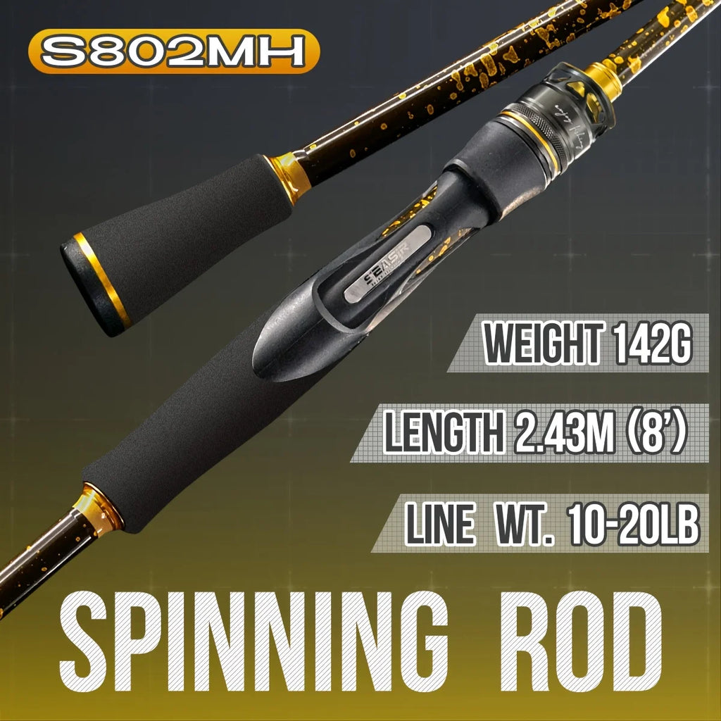 Canne à Lancer en Fibre de Carbone Haute Résistance — Canne Spinning 2,43 m 10-20 lb Or, photo 17