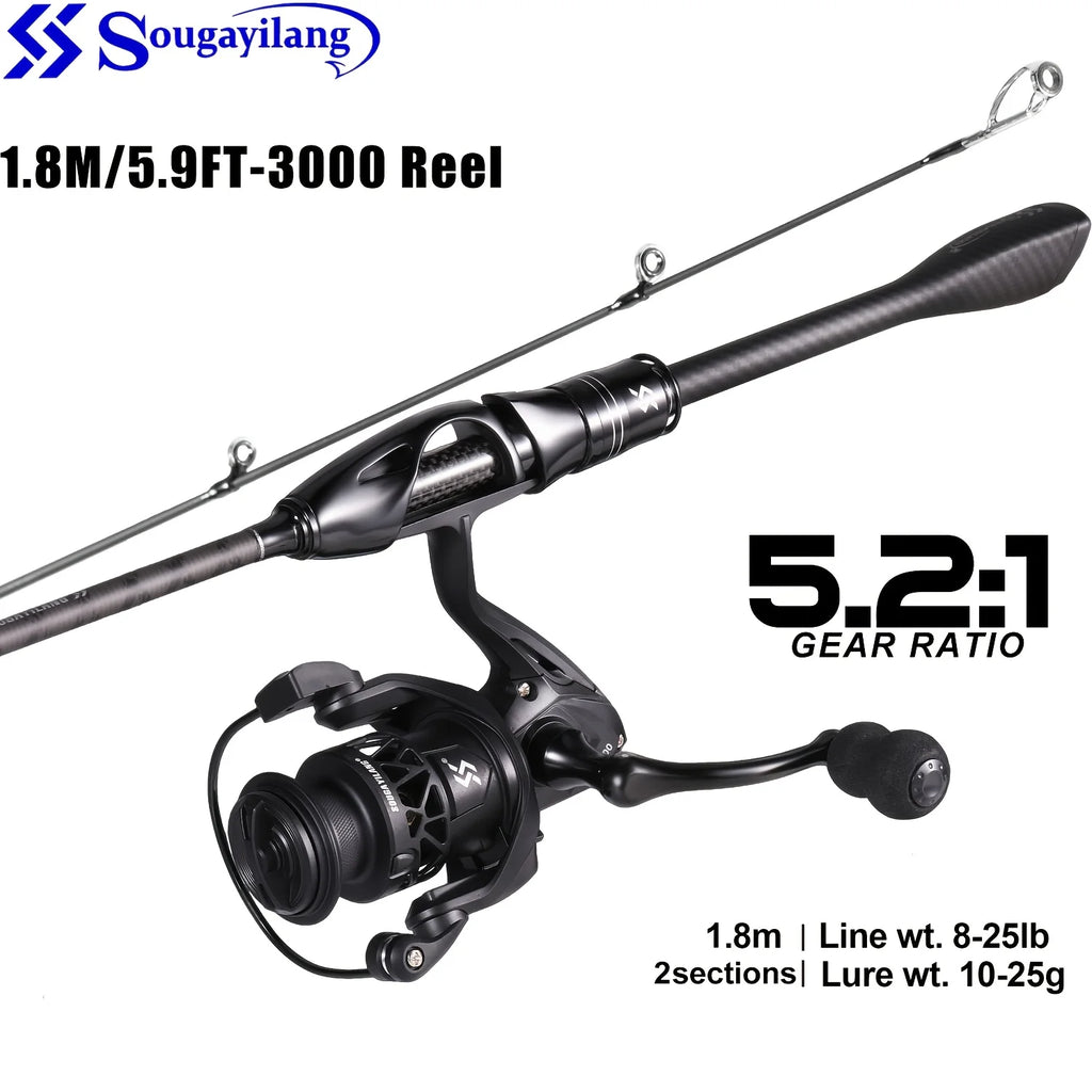 Canne à Pêche en Fibre de Carbone avec Moulinet — Bobine 1,8 m/5,9 pi 3000, photo 13