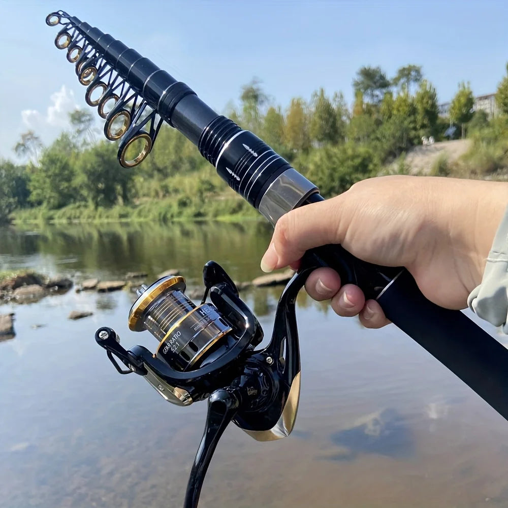 Canne à Pêche Télescopique En Carbone avec Moulinet — photo 3