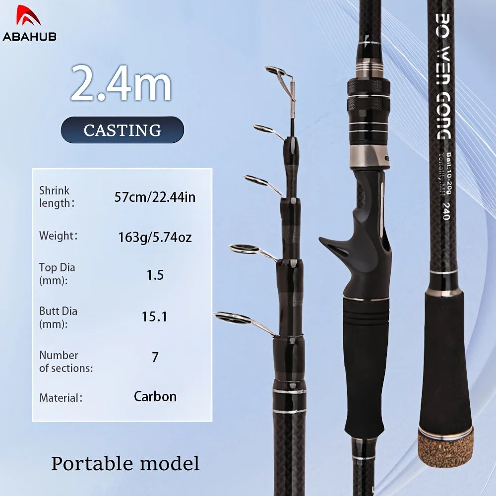 Canne à Pêche Télescopique en Carbone — 2,4 m Poignée Pistolet Casting, photo 11