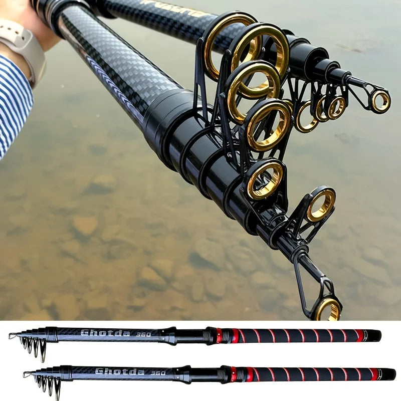 Canne à Pêche Télescopique en Fibre de Carbone