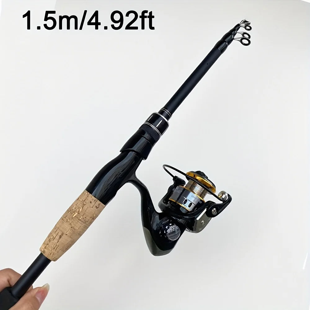 Canne À Pêche Télescopique En Fibre De Carbone — 1,5 m + Bobine 2000, photo 6
