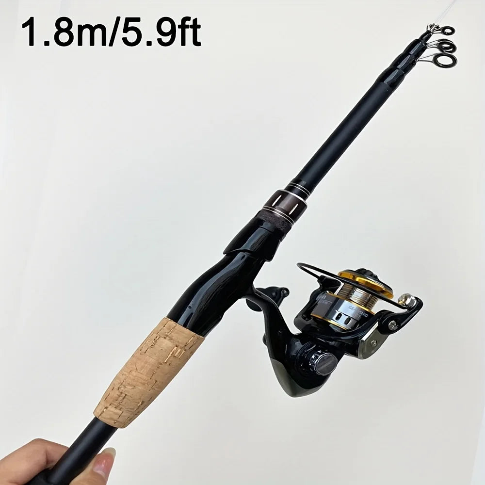 Canne À Pêche Télescopique En Fibre De Carbone — 1,8 m + Bobine 2000, photo 7