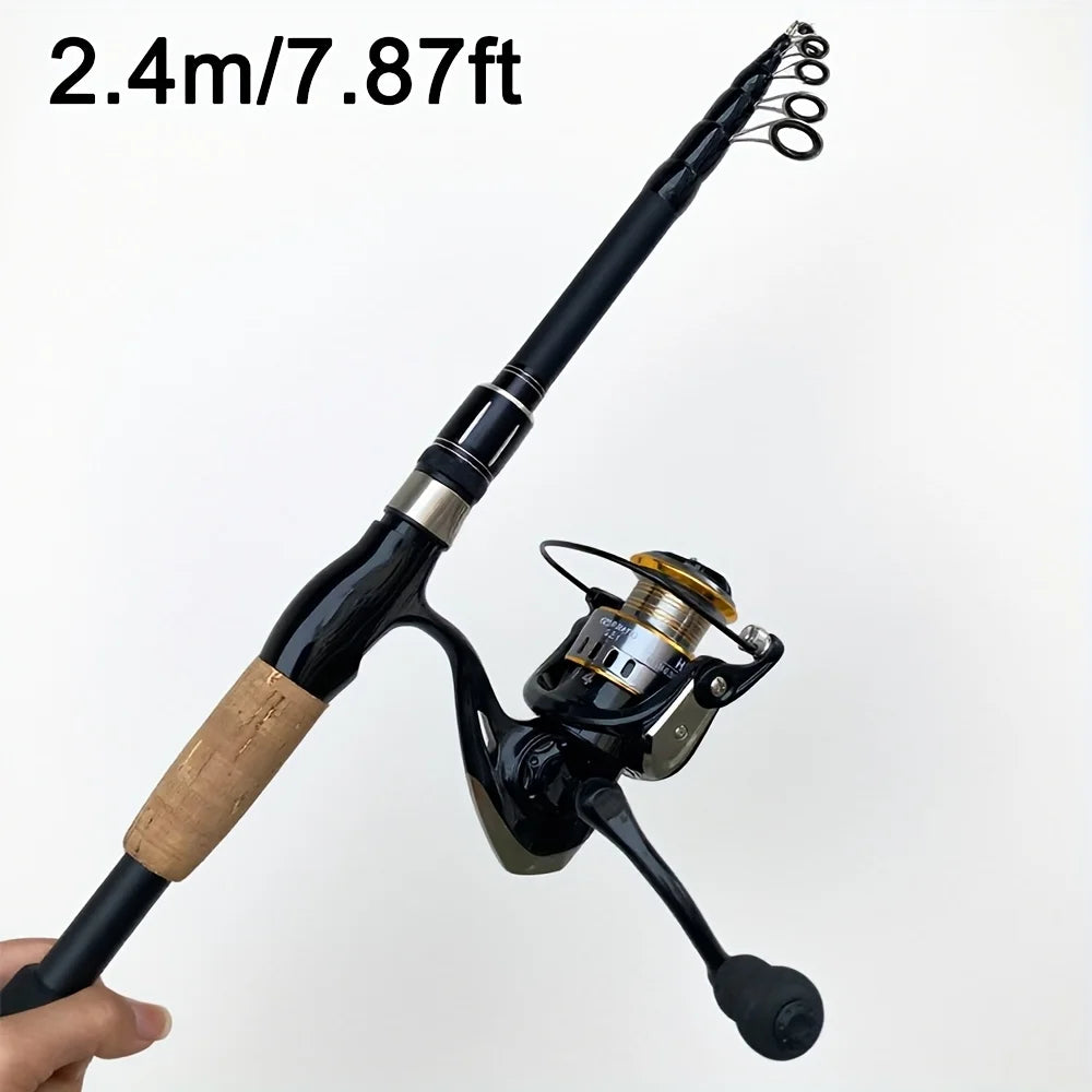 Canne À Pêche Télescopique En Fibre De Carbone — 2,4 m + Bobine 4000, photo 9