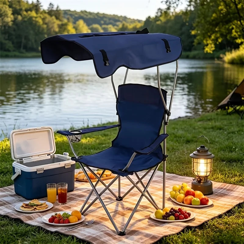 Chaise de Camping Pliable avec Pare-Soleil — photo 2