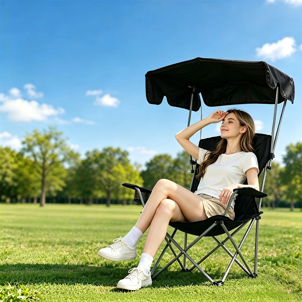 Chaise de Camping Pliable avec Pare-Soleil — photo 5