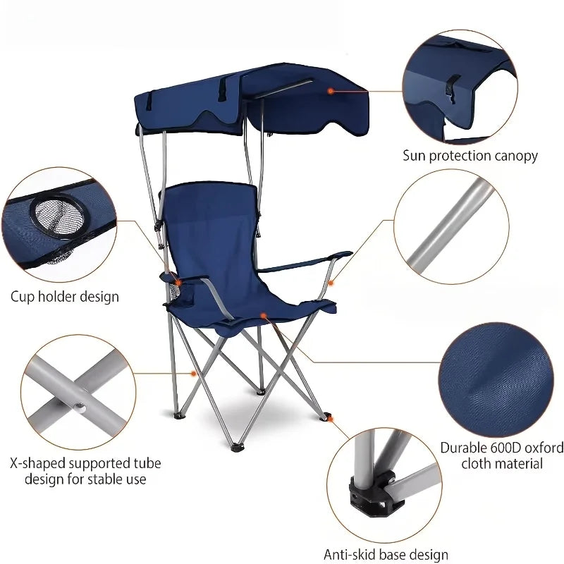 Chaise de Camping Pliable avec Pare-Soleil — photo 9