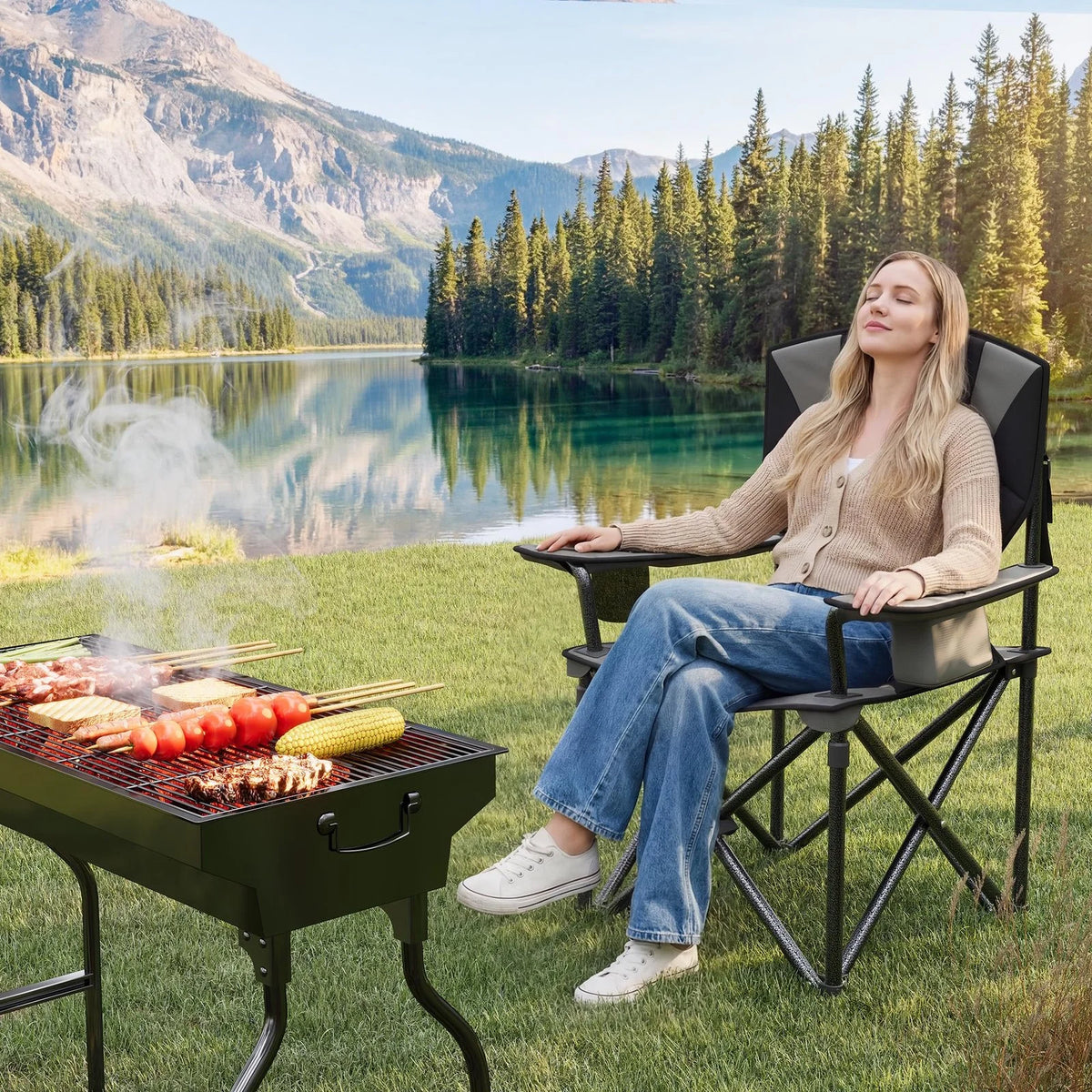 Chaise De Camping Pliable Avec Sac Isotherme