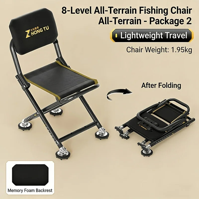 Chaise De Pêche Pliable Avec Porte-Canne Et Plateau — photo 6