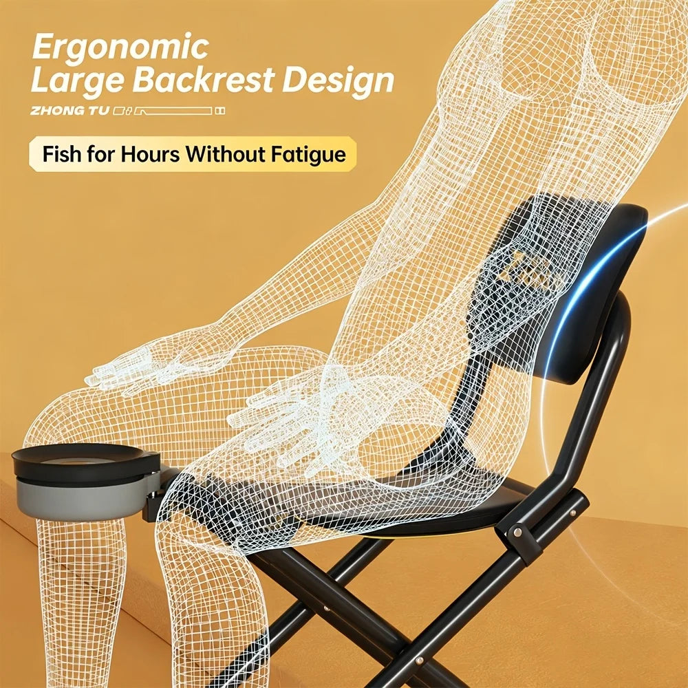 Chaise De Pêche Pliable Avec Porte-Canne Et Plateau — photo 7