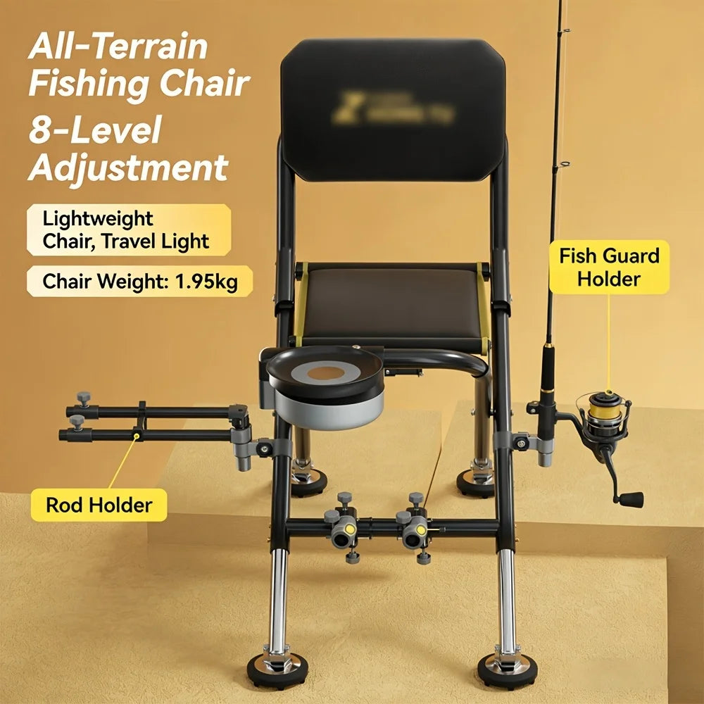 Chaise De Pêche Pliable Avec Porte-Canne Et Plateau — photo 8