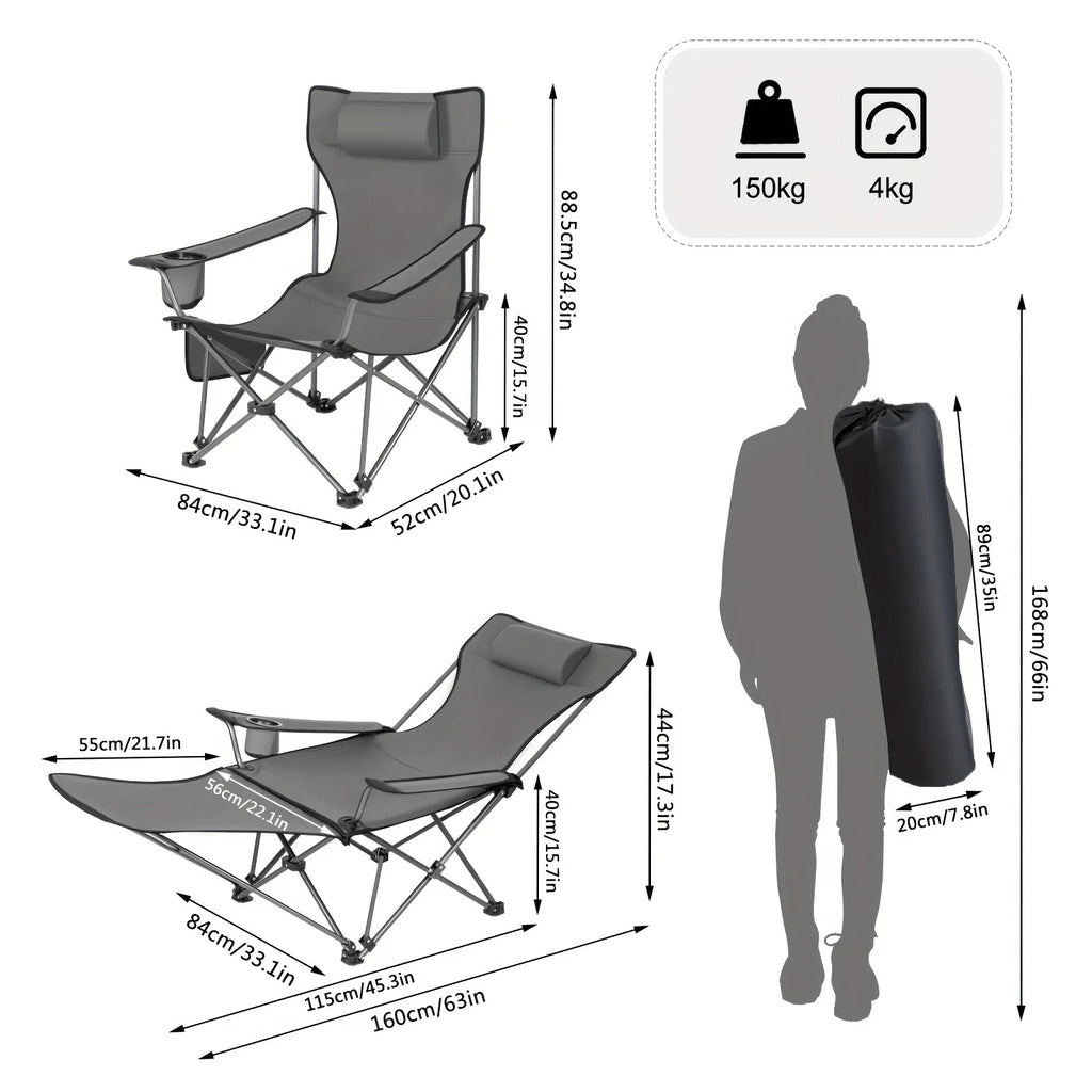Chaise Longue Pliante Réglable Avec Repose-Pieds — photo 2