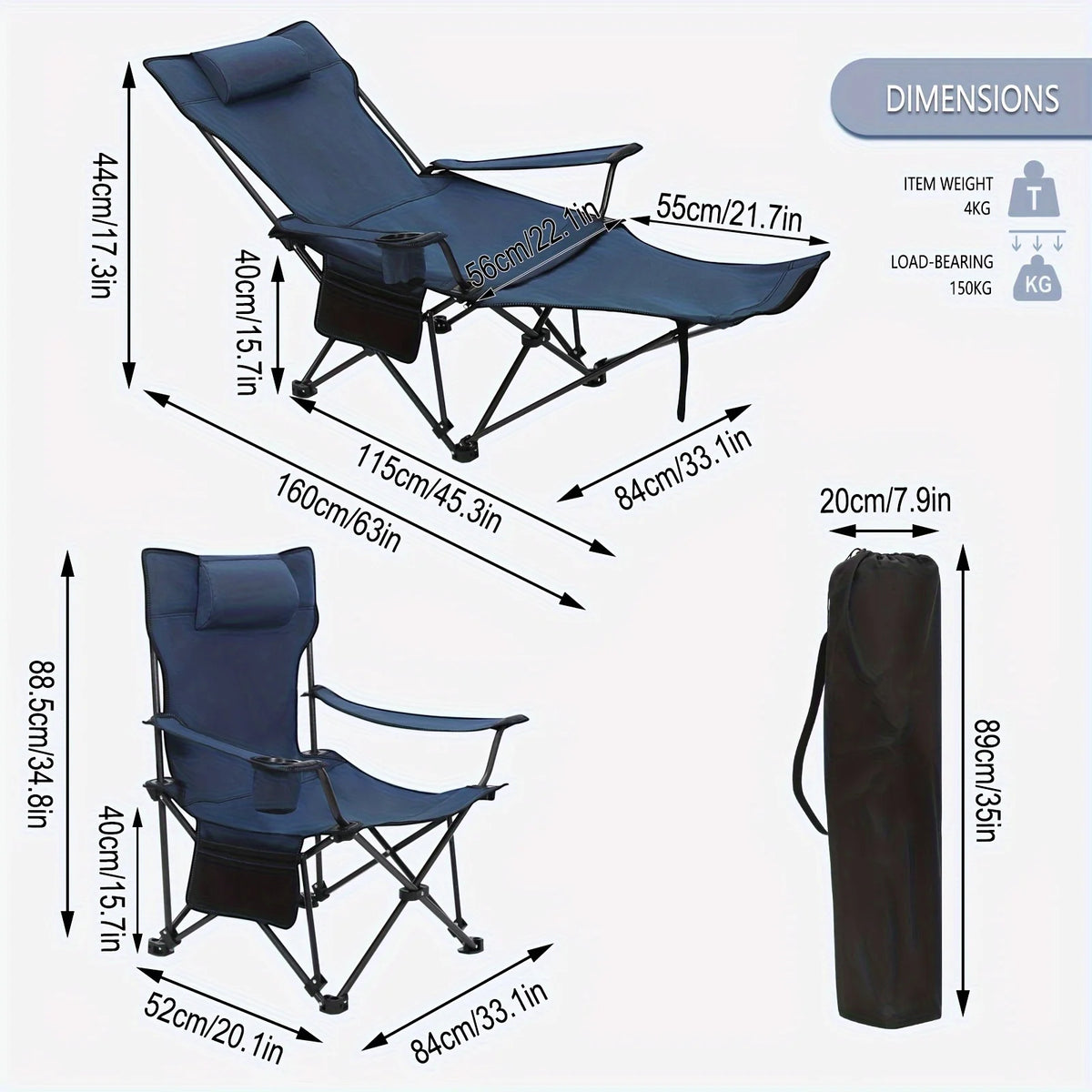 Chaise Longue Pliante Réglable Avec Repose-Pieds — photo 9