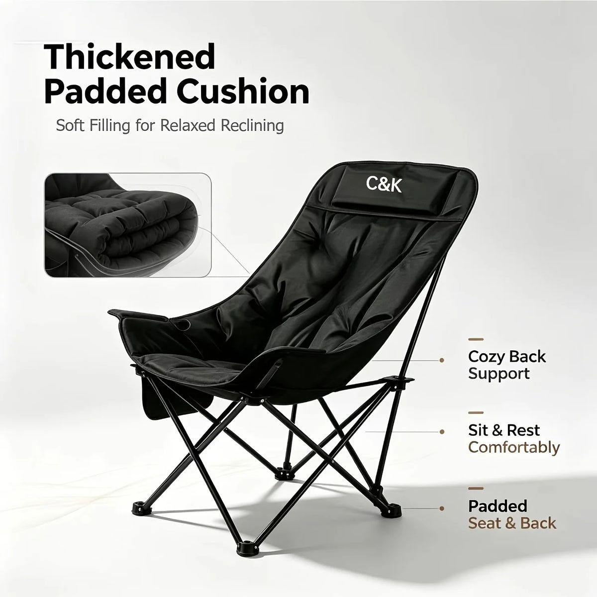 Chaise Lune Pliable à Dossier Haut Rembourré — photo 3