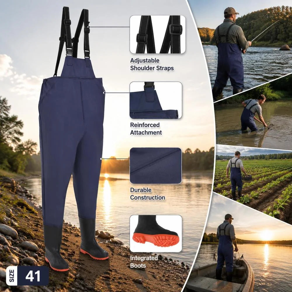 Combinaison De Pêche En Polyester PVC Avec Bottes