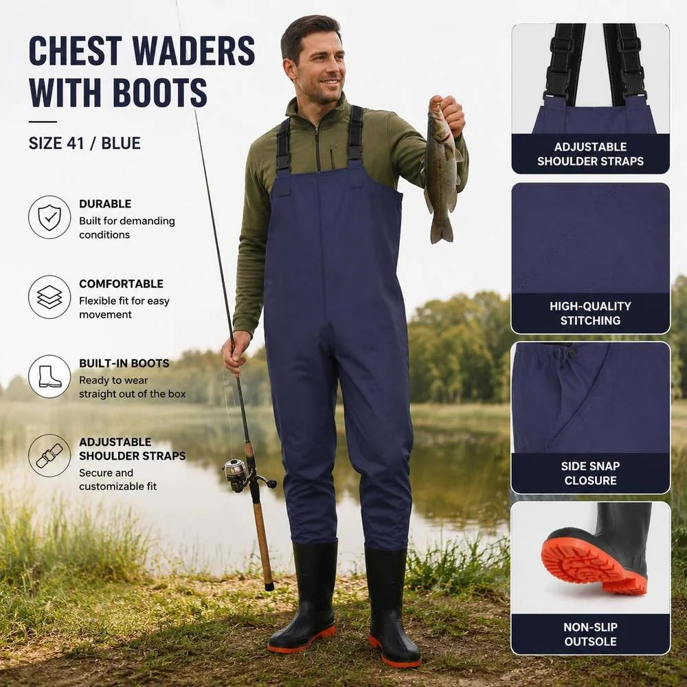 Combinaison De Pêche En Polyester PVC Avec Bottes — photo 2