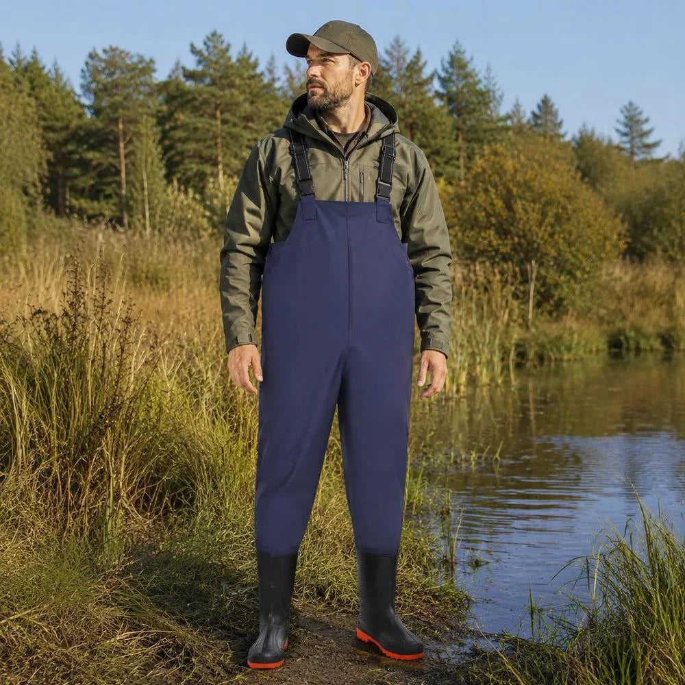 Combinaison De Pêche En Polyester PVC Avec Bottes — illustration 1 Image
