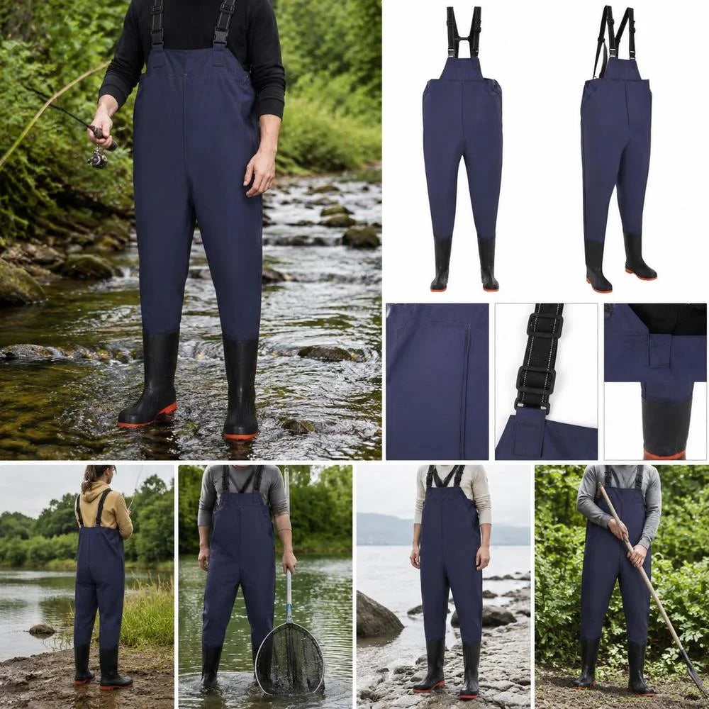 Combinaison De Pêche En Polyester PVC Avec Bottes — illustration 3 Image