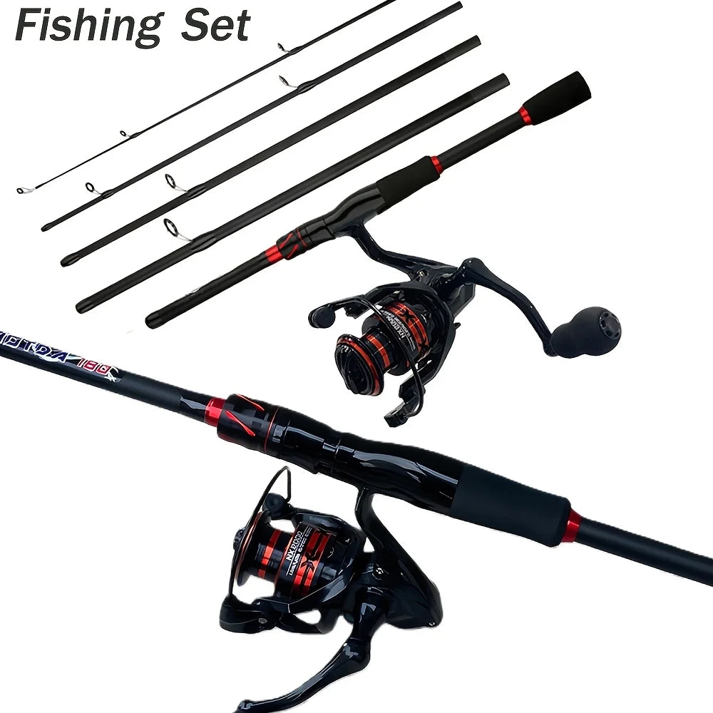 Ensemble Canne À Pêche Multi-Section Avec Moulinet Spinning
