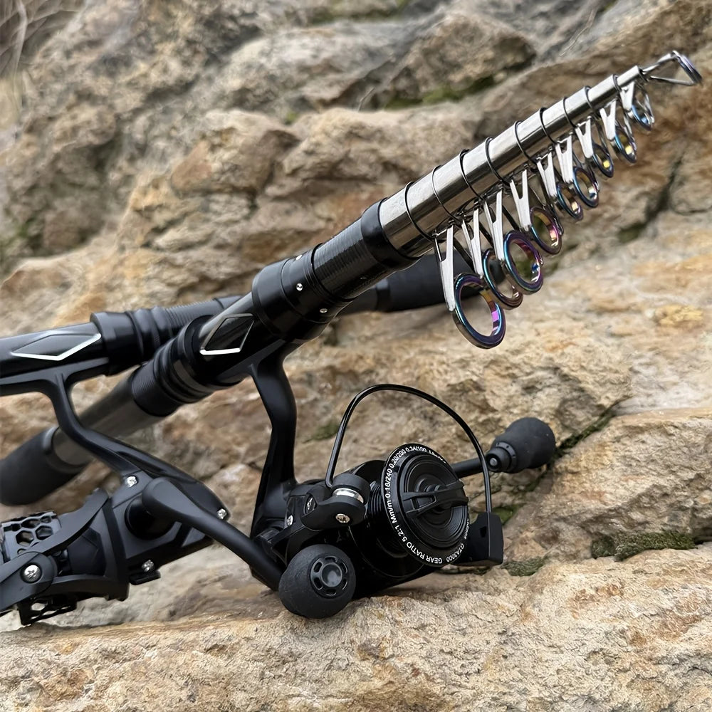 Ensemble Canne à Pêche Télescopique en Fibre de Carbone