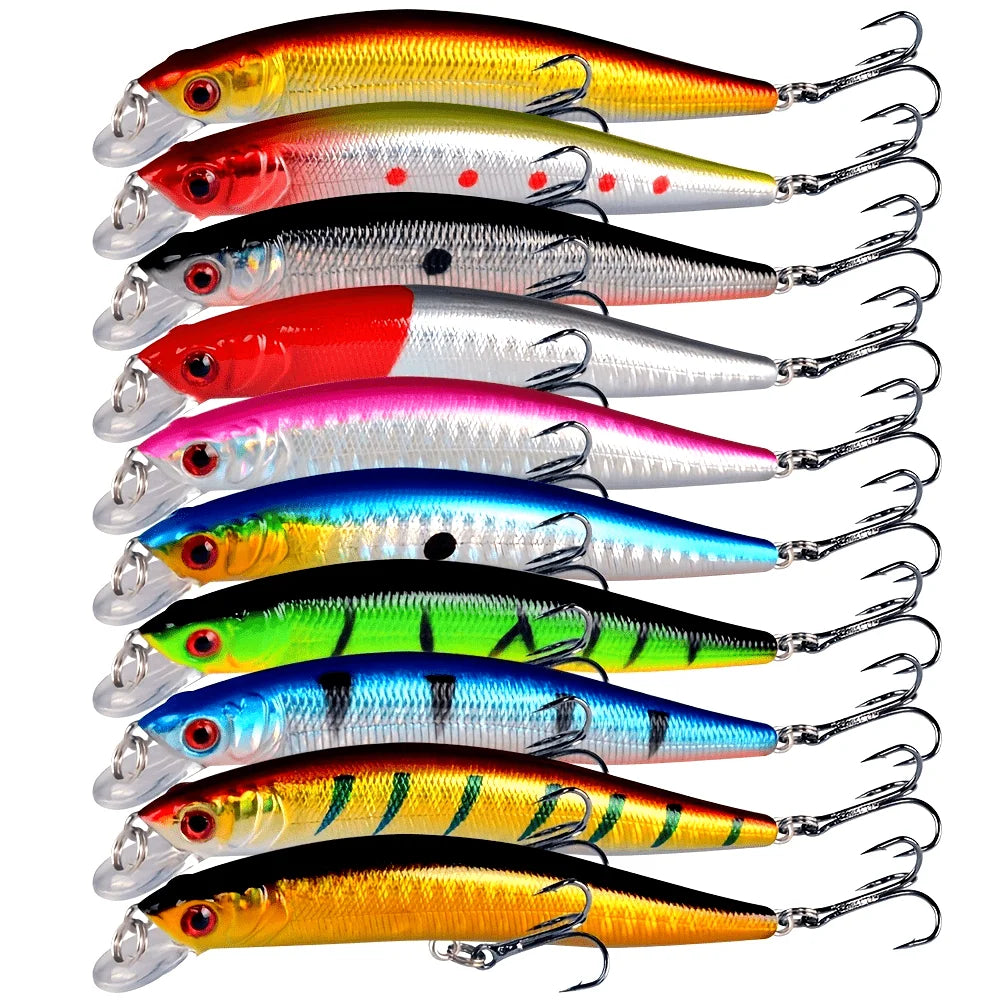 Ensemble De 10 Leurres De Pêche Flottants Minnow Crankbait
