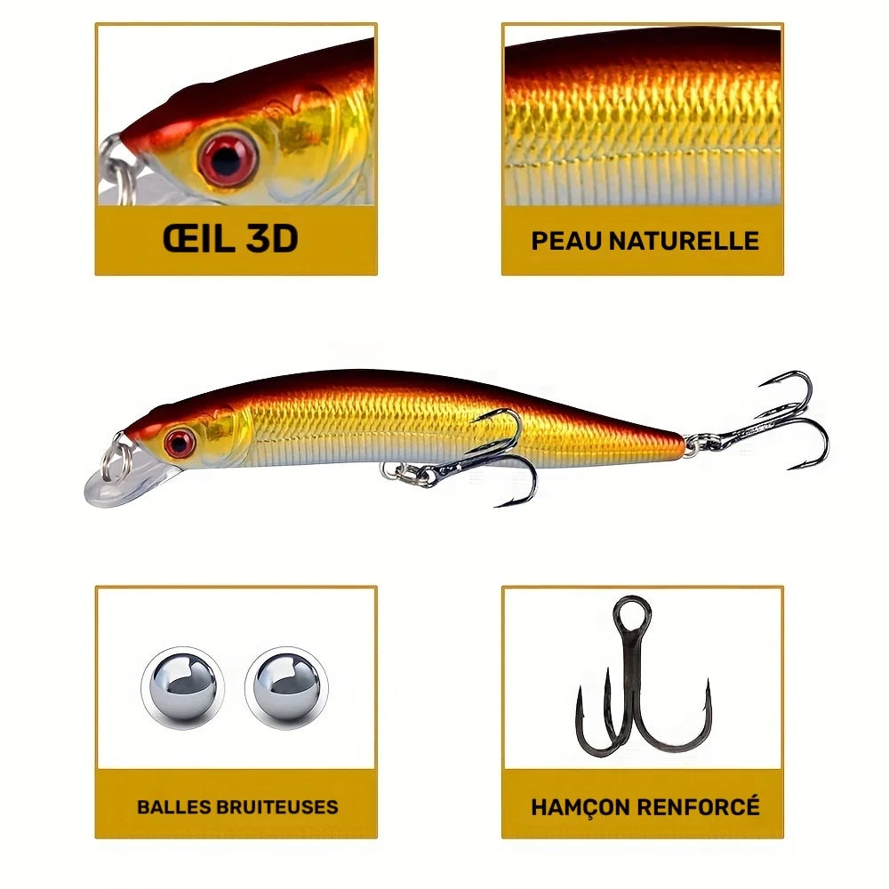 Ensemble De 10 Leurres De Pêche Flottants Minnow Crankbait — photo 4