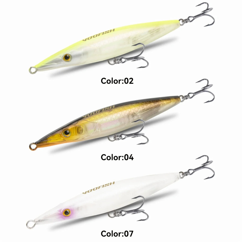 Ensemble De 3 Leurres Jerkbait Flottants — Jaune Clair + Doré + Blanc, photo 12