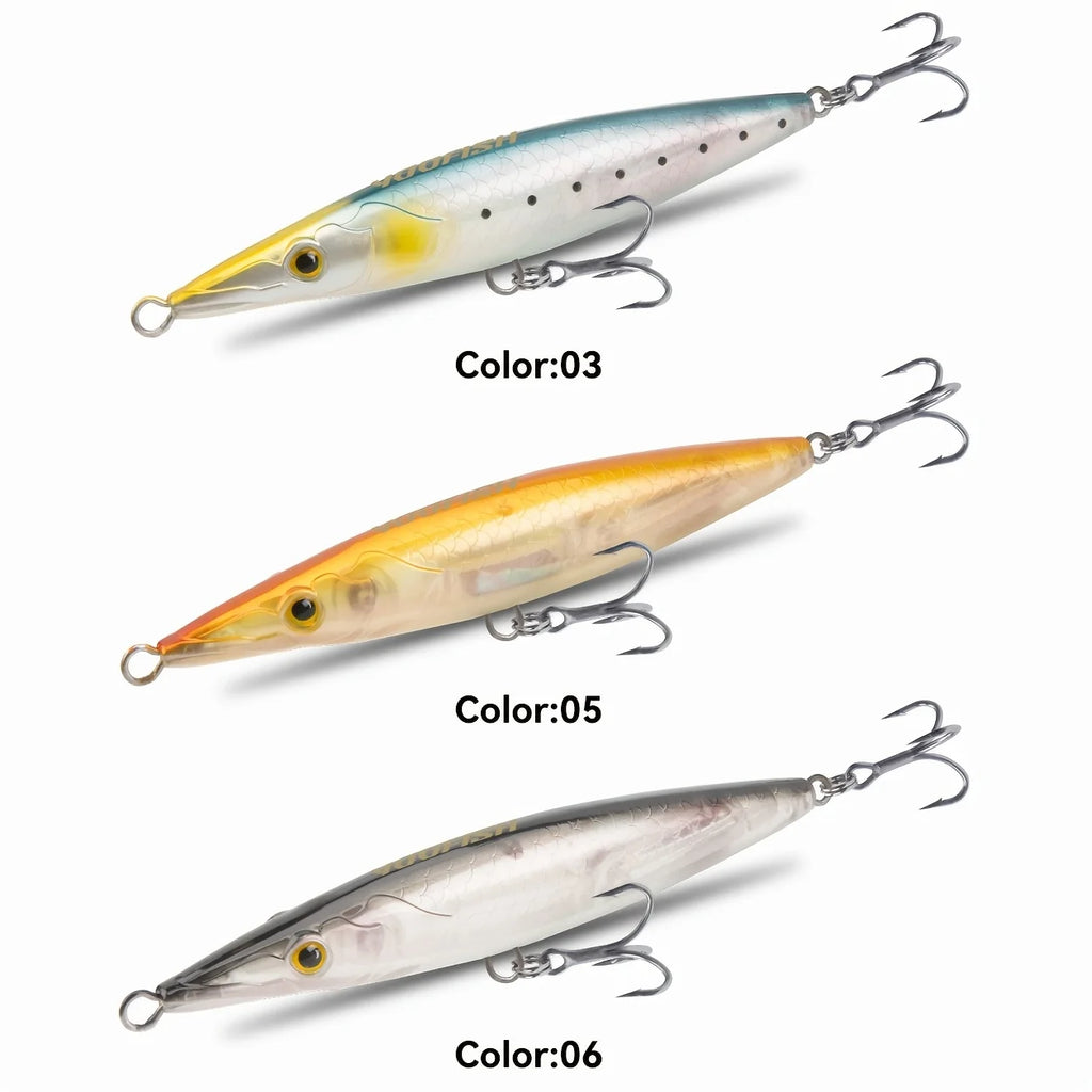 Ensemble De 3 Leurres Jerkbait Flottants — Argent Bleu + Orange Clair + Argent Fumé, photo 13