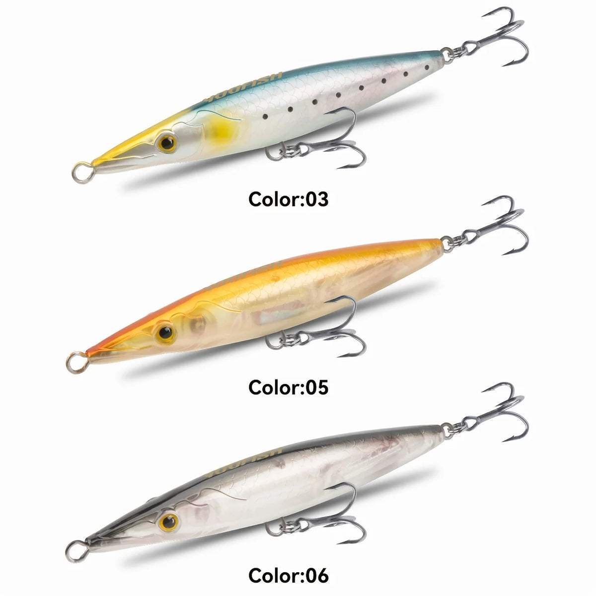Ensemble De 3 Leurres Jerkbait Flottants — Argent Bleu + Orange Clair + Argent Fumé, photo 13